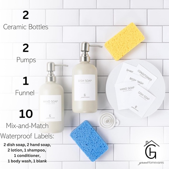 GraceHomewares Stoneware Ceramic Dish Soap🫧Dispenser🧴 - Picture 7 of 10